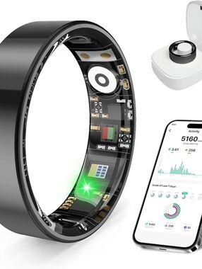 Smart Health Ring, Stress and Sleep Monitoring, Compatible with iOS and Android,
